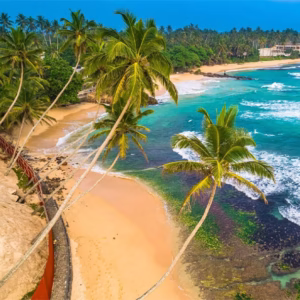 Day time of Unawatuna Beach in Sri Lanka showing top view